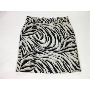 Ann Taylor‎ LOFT Pencil Skirt Womens Size 6 lined Zebra Print Black White cotton